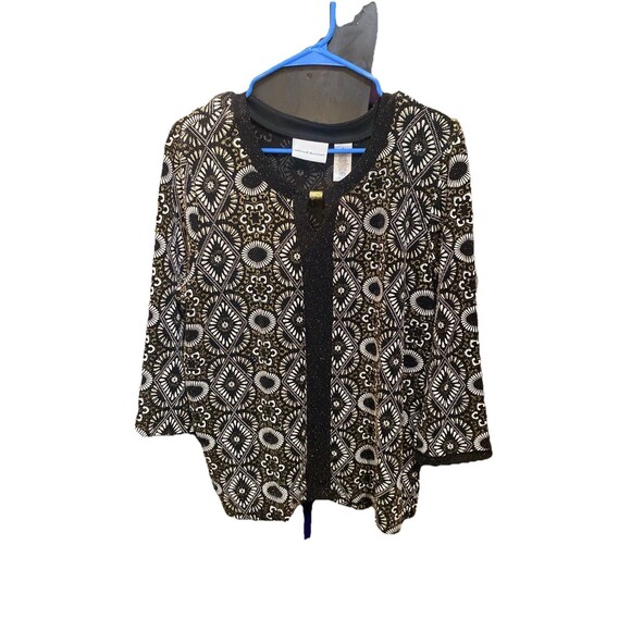 Alfred Dunner metallic geometric gold black white tunic L - Picture 1 of 2
